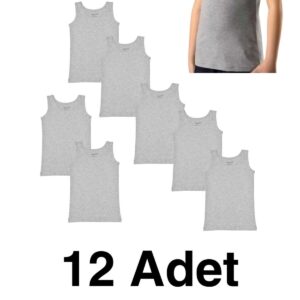 12’li Paket Çocuk Atlet Gri Renk Pamuklu 3-14 Yaş