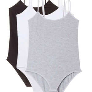 Elit 12 Adet Kadın Çıtçıtlı İp Askılı Zıbın Body Gri - Siyah - Beyaz