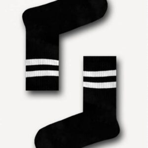 Beyaz Çizgili Siyah Tenis Çorap Unisex srn-002922