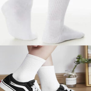4 Çift Erkek Beyaz Pamuklu Kolej Tenis Çorap Halı Saha Çorabı