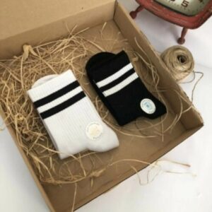 6'lü Unisex Siyah Beyaz Trend Tenis Kolej Çorap