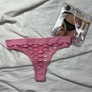 Kadın Dikişsiz Desenli Pembe Tanga Külot Tekli Paket