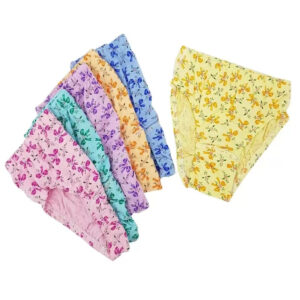 6'lı Paket Kadın Külot Desenli Lastikli Bel Pamuklu